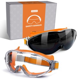 2-Pack Safety Goggles Over Glasses for Men, Anti-Fog Lab Eyewear for Chemistry, Woodworking, Construction - Safety Glasses