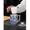 DEKNBE Ceramic Tea Cup with Infuser Basket and Lid, Steeps
