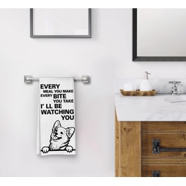 Dwept Funny Tea Towels, Corgi Dog Hand Towels for Bathroom, Dog Decorative Kitchen Towels, Corgi Gifts, Dog Mom Gifts for Women, Every Meal You Make Every Bite You Take Tea Towels for Kitchen