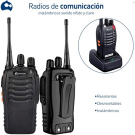 Bluelander Radios de Comunicación Inalámbricos 2 Piezas, Walkie Talkie de Largo Alcance, Walkie Talkie Recargable con Base de Carga a Prueba de Agua, Radios Walkie Talkie para Guardia, Almacé (2)