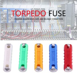 Pack of 200 Practical, Reliable, Torpedo Shaped Car Fuse Assortment, Multicoloured, Safe, Torpedo Old-Style Fuse, Assorted Kit for European Old-Style Cars