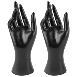 ANNASAMDO Pack of 2 Jewellery Stand Hand, Female Mannequin Hand Model Bracelet Holder Ring Holder Jewellery Holder Jewellery Hand Jewellery Display Organiser Ring Stand - Black, Right Hands