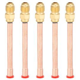 sourcing map 1/4" SAE 45 Degree Brass Pipe Fitting, 5 Pcs Flare Connector Male Thread Adapter and Copper Tube for Air Conditioner HVAC Refrigeration