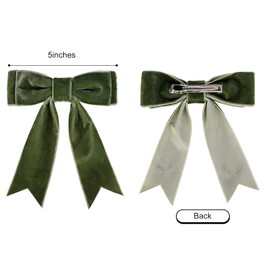 2PCS 5" Velvet Green Hair Bows Girls Hair Clips Ponytail Holder Accessories for Girls Toddlers