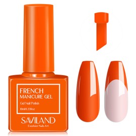 SAVILAND French Gel Nail Polish - 1PC 10 ML Fall Orange Color Gel Polish U V LED Soak Off Gel Quick French Manicure Gel Polish Pumkin Nail Salon DIY Gift Home for Professionals Starters