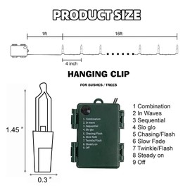 TW SHINE Battery Operated Christmas Lights, 4 Pack Total 200 LED 64 FT Battery Operated String Lights with 8 Modes, Xmas Lights for Outdoor Indoor Wedding Party Home Decorations, Multi Color