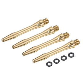 PATIKIL Aluminum Dart Shafts 35mm, 4 Pack 2BA Thread Dart Stems Replacement Accessories with Rubber Rings for Steel Tip, Copper Tone