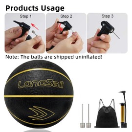 Longsail Indoor/Outdoor Basketballs 29.5"- Basketball Ball Size 7, Premium Rubber Basketball for Women Men Youths