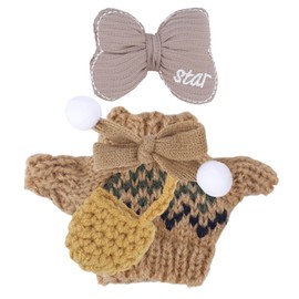 4pcs Doll Clothes, Cute Bow Sweater Scarf Packet Crochet Clothes Set Stylish Dress Up Clothing Set Outfit with Accessories for 6.7 in Doll
