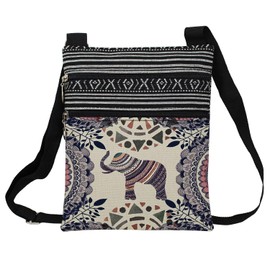 LiuenMgg Ethnic Style Elephant Messenger Bag Small Ethnic Pattern Printed Adjustable Strap Crossbody Zipper Bag Bohemian Phone Bag Wallet Cute Shoulder Handbag for Women -3