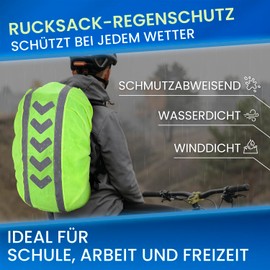 FLEXEO Rain Cover Backpack Cover with Reflectors (42-55L) in Yellow, Waterproof Rain Cover for Backpacks, Rain Cover, Rain Cover, Rain Cover, Rain Cover, Backpack Cover Reflective