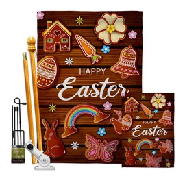 Ornament Collection Chocolate Easter Garden House Flag Kit Spring Happy Bunny Egg Christian Season Springtime Holiday Decoration Banner Small Yard Gift Double-Sided, Made in USA