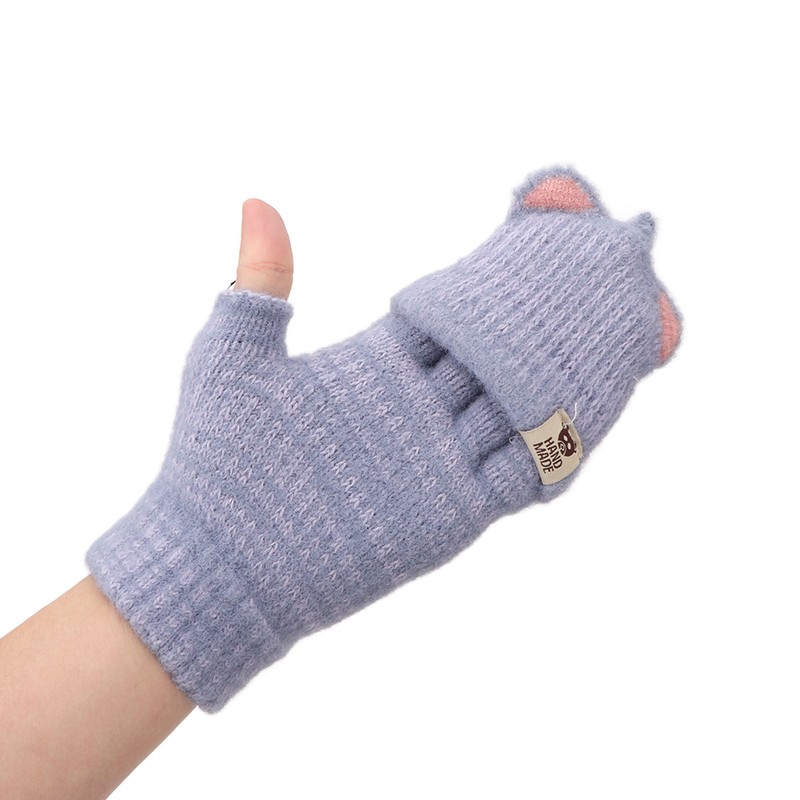 USB Heated Gloves Mitten Men Women Winter Knitted Fingerless Hand