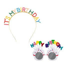 1 Piece Colorful Birthday Headband, 1 Piece Birthday Glasses, "It's My Birthday" Birthday Party Headband, Dripping Rainbow Birthday Headband, Birthday Crown Tiara