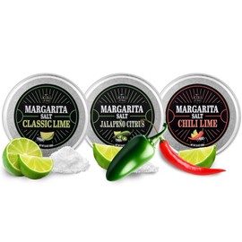 3-Pack Premium Margarita & Cocktail Flavored Salt Rimmer, Variety Set 3.5oz Chili Lime, Jalapeno Citrus, Classic Lime & Habanero & Honey - No Silicon Dioxide, Easy Screw-On Lid, Kiri & Sons Cocktails