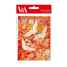 V&A Museum Kimono Cranes Pack of 8 Blank Notelets with White Envelopes