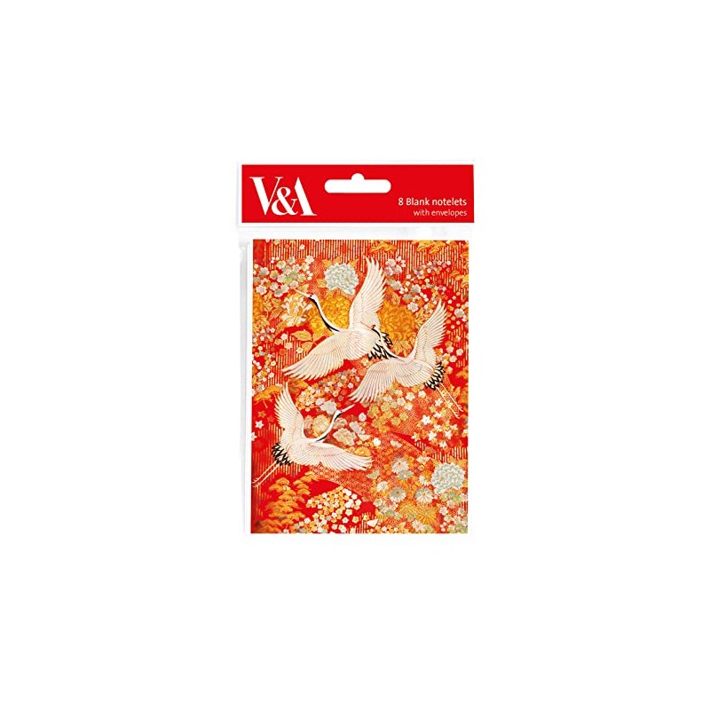 V&A Museum Kimono Cranes Pack of 8 Blank Notelets with