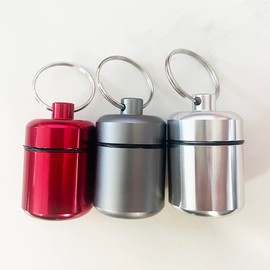 3-Packs Glucose Tablets Musicians Earplugs Holder, EFFIET Waterproof Metal Pill Bottle Container Capsule Storage Tubes (Silver-Matt-Red)