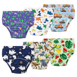 Max Shape 6 Pack Potty Training Underwear for Boys,Washable Baby Boy Toilet Training Pants Training Underwear Fit 2T-6T (US, Age, 3 Years, Green)