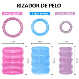 Rulos para Cabello，ZJTZJY Juego de Rodillos de Velcro con Accesorios，Rizador Pelo sin Calor，Rodillos de Velcro-3 Tamaños (31PCS)