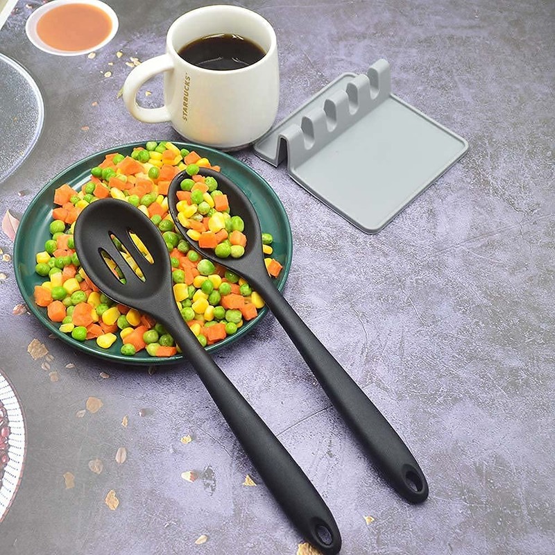 Armrouns 2PCS Silicone Nonstick Spoons, Heat Resistant, BPA Free, Ergonomic,