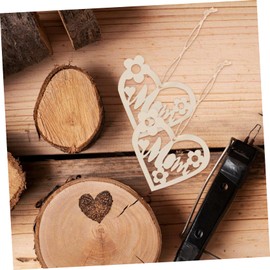 STOBOK 20 Set Mother's Day Wood Ornaments Heart Shaped Tags DIY Mom Crafts Unfinished Wooden Cutouts for Party Decorations and Valentine's Day Supplies
