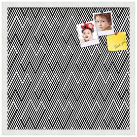 PinPix 22x22 inch Cork Bulletin Board. This Decorative Framed Pin Board Comes with Modeco Zig Zag Black Design and Satin White Frame. Ideal for Home, Office Decor or School (PinPix-1535)