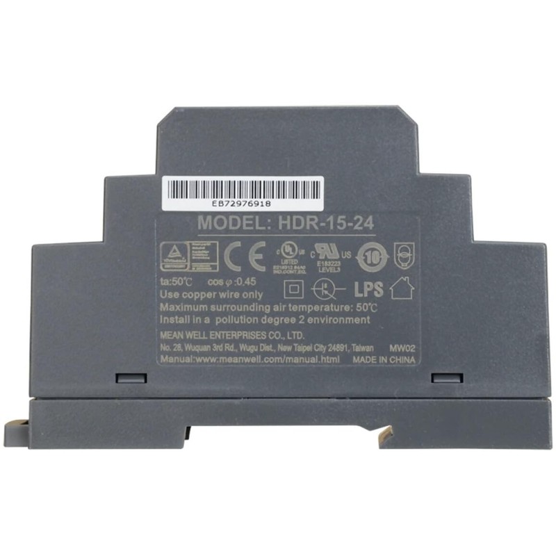 HDR-15-24 Genuine Mean Well DIN Rail Power Supply 24V 0.63A