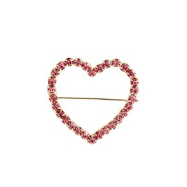 Crystal Love Heart Brooch Pin Valentine's Day Gift Pin Women Girls Hollow Heart Lapel Pin Badge for Mother's Day Gift (red crystal heart) (red)