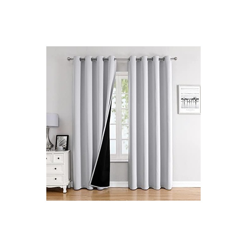 ChrisDowa Cortinas 100 opacas para recámara con forro negro, 2