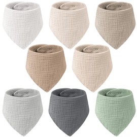 MairMore Muslin Baby Bibs for Unisex, 100% Cotton Soft and Absorbent Gender Neutral Set for Feeding and Drooling 8 Packs