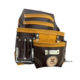 Zeluga 20-164 10 Pocket Rigger Heavy Duty Leather Tool Bag, Coffee