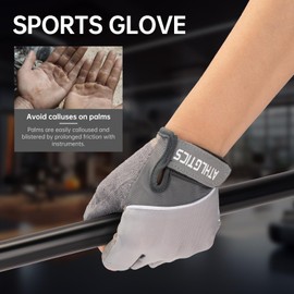 WULI Adult Men's and Women's Spring/Summer Half Finger Gloves, Non Slip and Breathable, Cycling, Riding, Shock Absorption, Fitness, Outdoor Half Finger Gloves (Gray, X-Large)