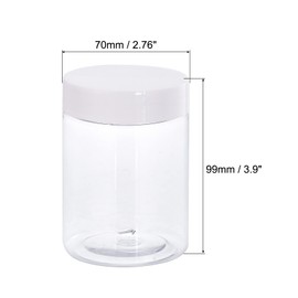 sourcing map Round Plastic Jars with White Screw Top Lid, 10oz/ 300ml Wide-mouth Clear Empty Containers for Storage, Organizing, 10Pcs