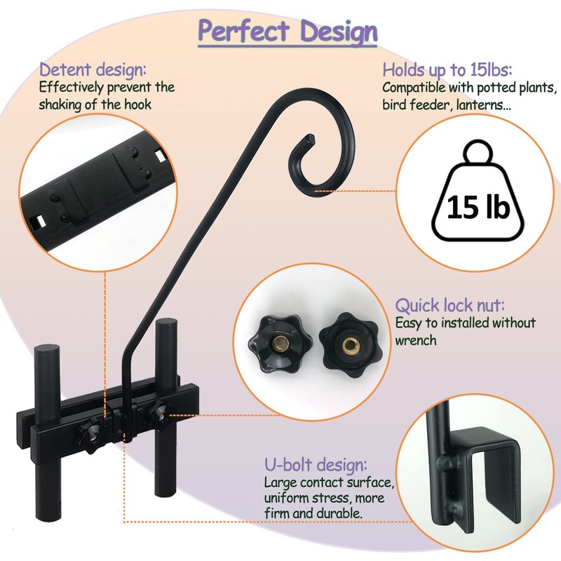 Deck Hook Rail Suitable for Hanging Flower Baskets Wind Chimes