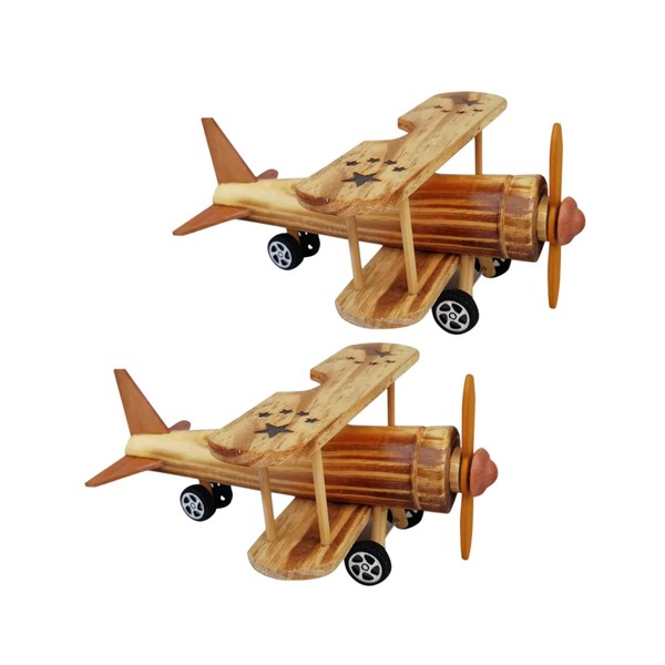 Operitacx 2 Pieces Wooden Plane Ornaments Models Toy Aeroplane Aeroplane