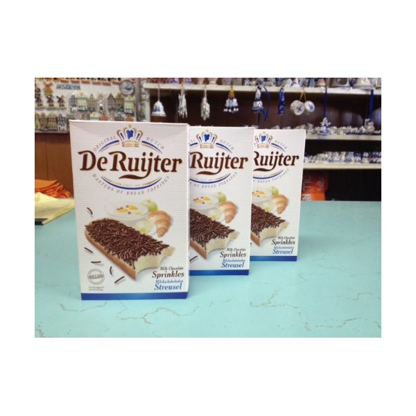 De Ruijter Chocolade Hagelslag Melk (Deruyter Milk Chocolate Sprinkles)Milch schokoladen Streuse 3 pack 14oz /400gram ea