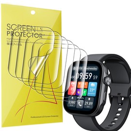 Compatible with GZC Smart Watch Screen Protector, Lamshaw Full Coverage TPU Clear Film Compatible with GZC GTX13 Smart Watch-‎1.99 Inches (TPU-6 Pack)
