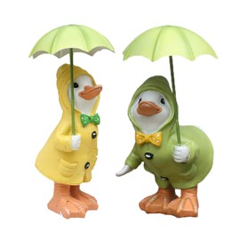 Petyoung Garden Couple Duck with Umbrella, Outdoor Garden Ornaments Novelty Sitting Standing Patio Decorations Duck Umbrella Figurines Statues Sculpture (Duck Couple)