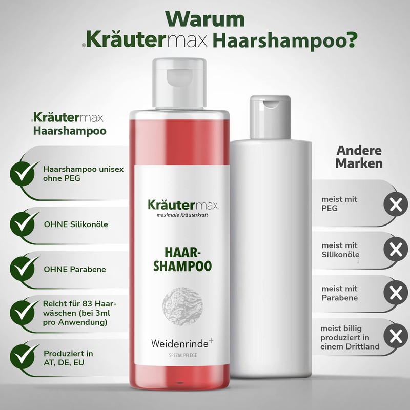 Kräutermax. Willow bark shampoo lice with willow bark extract, 250