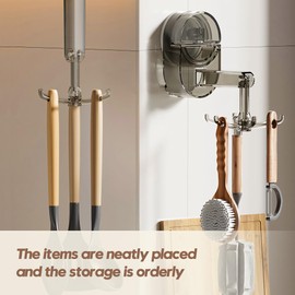 Sea Team 360° Rotatable Utensil Hooks - Reusable Suction Cup Holder for Space-Saving Kitchen & Bathroom Organization, Damage-Free Installation