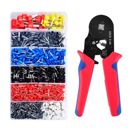 Ferrule Crimping Tool Kit, Ferrule Crimper Plier AWG23-7(0.25-10mm²) with 1200pcs Wire Ferrules Kit Wire Ends Terminals, Self-Adjustable Ratchet Wire Crimping Tool.