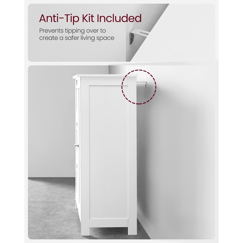 VASAGLE Bathroom Floor Storage Cabinet, Freestanding Bathroom Storage Unit with