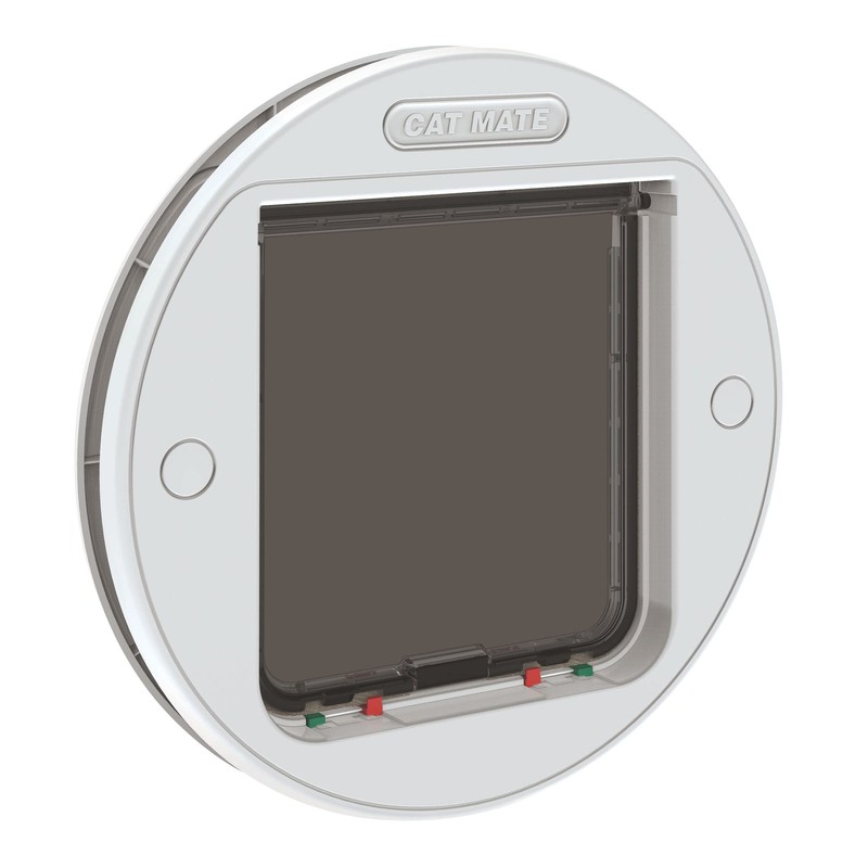 Cat Mate 4-way locking glass socket, cat flap, white.