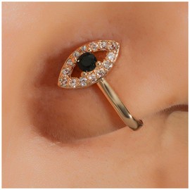 Inilbran Punk Evil Eye Nose Ring Gold Eye Nose Cuff Hoop Ring Vintage CZ Eye Fake Nose Ring Non Pierced Nose Ring Gothic Clip On Nose Ring Jewelry for Women and Girls