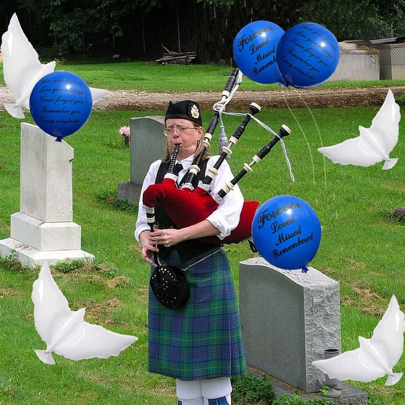 26 Pieces Blue Memorial Funeral Remembrance Balloons and 41.3 Inch