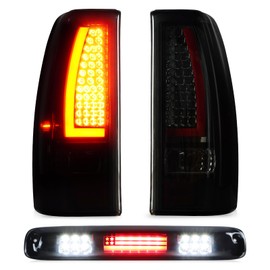 LED Taillight Tail Light + 3rd Third Brake Cargo Lamp for Chevy Silverado 1500 2500 1999-2002, 1500HD 2500HD 2001-2002, GMC Sierra 1500 2500 1999-2003, Sierra 1500HD 2500HD 2001-2003, 19169017
