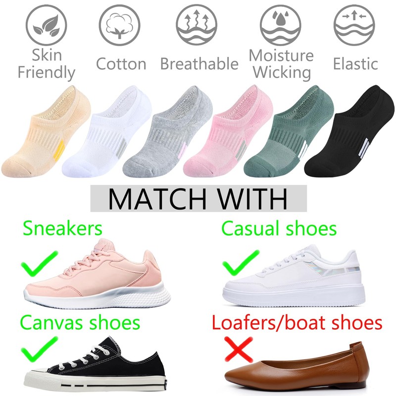 LO SHOKIM No Show Socks Womens Cushioned Athletic Ankle Socks