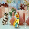 CRISTALICA Glass Cat Figurine Height Approx. 20 cm Black/Grey/Transparent Handmade