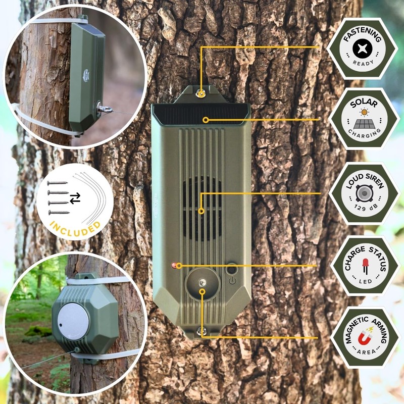 Tactiko Wire Trip Perimeter Alarm 2.0, 129 dB Rechargeable Perimeter